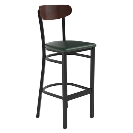 Flash Furniture Green Vinyl Seat Barstool with Walnut Wood Back XU-DG6V6GNV-WAL-GG